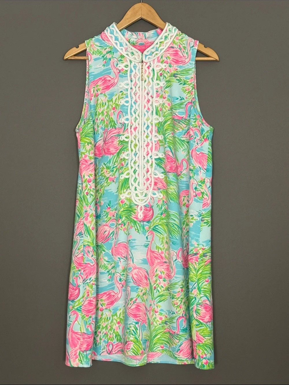 Lilly Pulitzer Jane Shift Dress Floridita Flamingo Print Sleeveless Womens 16 - Picture 1 of 8